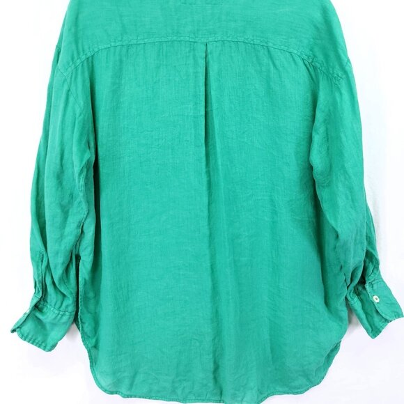 Maeve by Anthropologie Pure Linen Cate Button Down Shirt Solid Green Size Medium - Picture 8 of 14